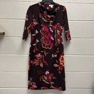 Liz Claiborne Petite 4 Cowl Neck Paisley Sheath Dress
